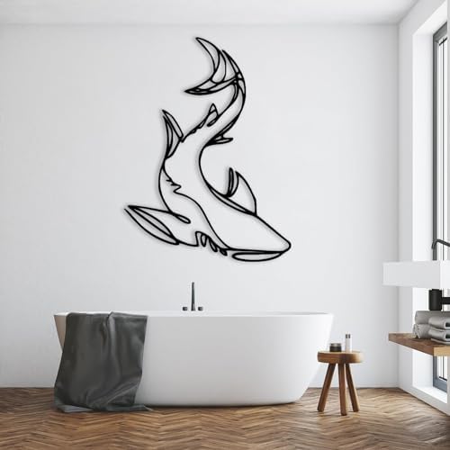 Idadey Shark Metal Wall Decor - Modern Nautical Art
