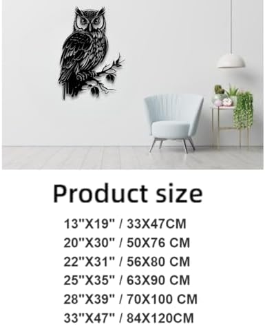 Sturdy Metal Owl Wall Sculpture 33X47 Decor
