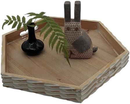 Farmhouse Wood Decorative Tray with Carving