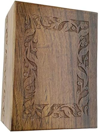 Indian Glance Wooden Urn Box - Large 8x6x4 Inch Urn for Human Ashes