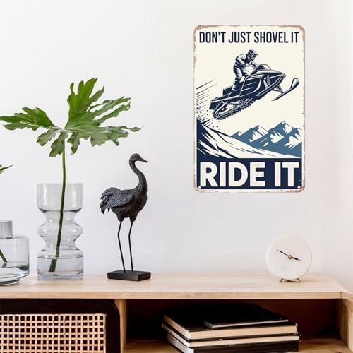 Snowmobile Ride Metal Tin Sign 8x12