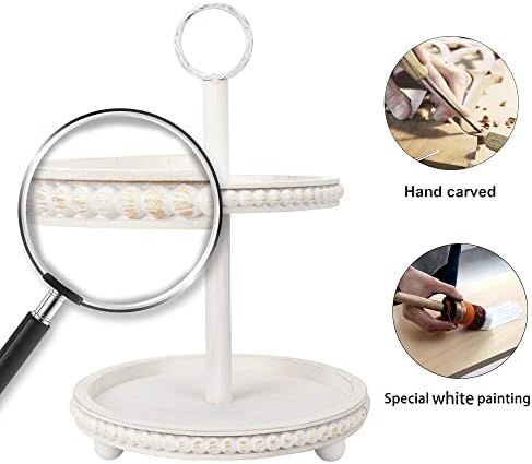 GenMous Farmhouse 2 Beaded Tiered Tray Stand