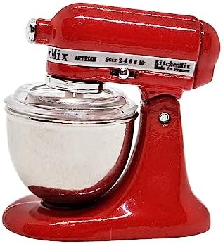 ChangThai Design Tiny 1 Inch High Red Bread Dough Mixer Figurine
