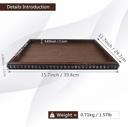 FramePro Decorative Tray 12x16 Brown Wood Beaded
