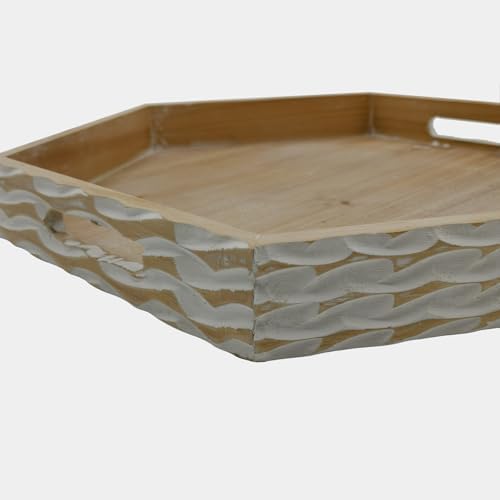 Farmhouse Wood Decorative Tray with Carving