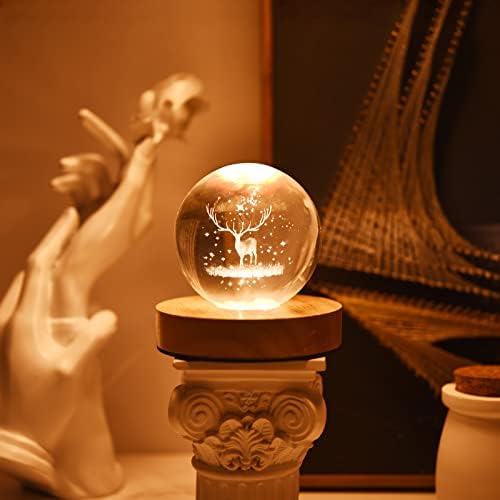 YAKAMOZ LED Display Base Wooden Stand for Laser Glass Art