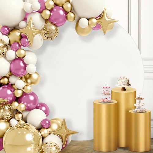 Socomi Cylinder Pedestal Stand Covers Set of 3 Gold