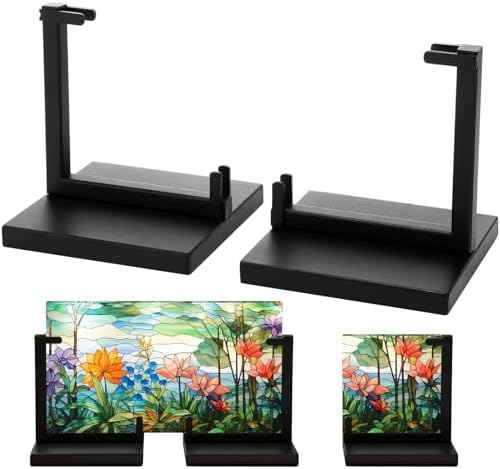 Zonon 2 Pcs Metal Glass Display Stands for Art and Collectibles