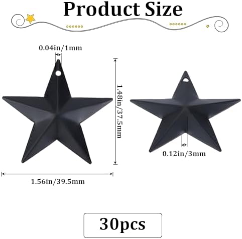 GORGECRAFT 30PCS Black Metal Star Decor Wall Hanging