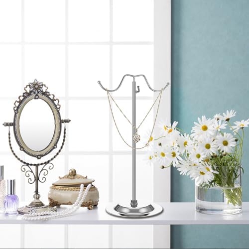 4PCS Adjustable Stainless Steel Handbag Display Stands with Double Hooks Silver