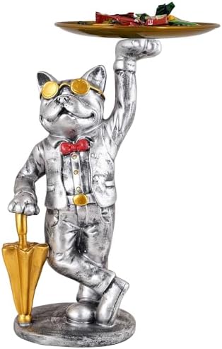 Cute Cool Dog Sculpture with Plate for Home Decor
