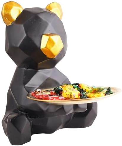 Resin Cool Dog Sculpture with Plate for Home Decor