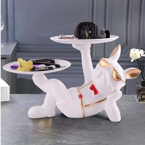 Cool Dog Statue with Plate for Home Decor
