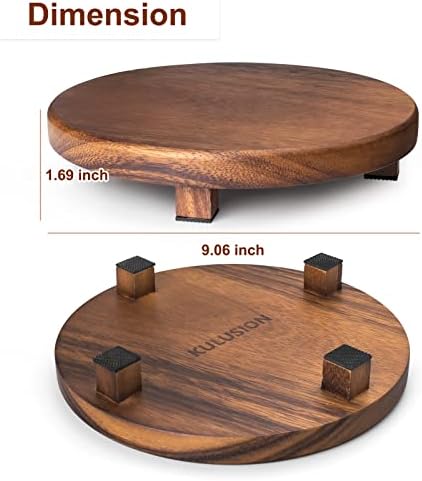 Walnut Wood Pedestal Stand for Kitchen Counter and Decor