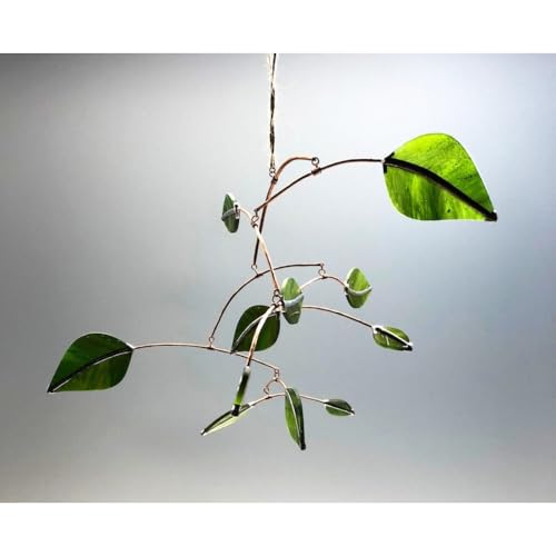 Elegant Glass Leaf Mobile Mid-Century Modern Decor 11x10x10 Inches
