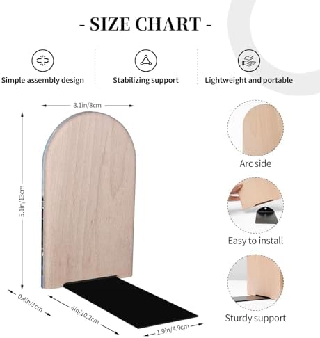 Heavy Duty Wooden Book Ends with Non-Skid Base