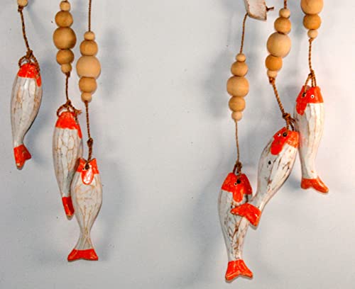 Fair Trade Fish Themed Wooden Wall Mobile Orange