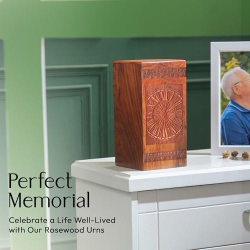 Handcrafted Wooden Urn with Clock Design 1125 Inch