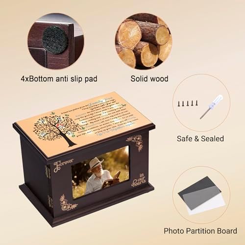 PREKIAR Wooden Cremation Urn with Photo Frame