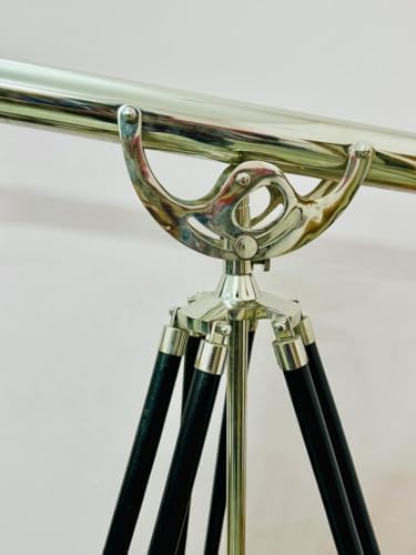 1 Meter Brass Telescope with Silver Chrome Finish and Wooden Tripod Stand