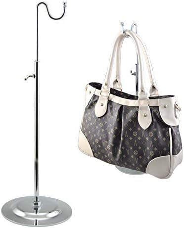 Adjustable Height Handbag Display Stand with Two Hooks