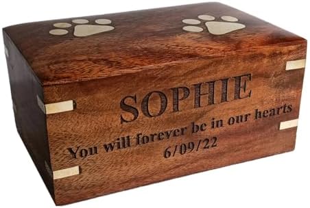 Personalized Rosewood Pet Urn for Dog Ashes