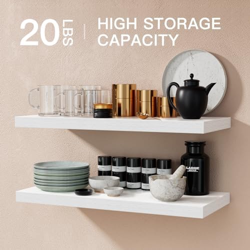 Amada Floating Shelves Large 24x7 Inch White Set of 2