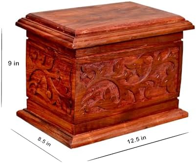 Handcarved Wooden Cremation Urn for Adult Ashes