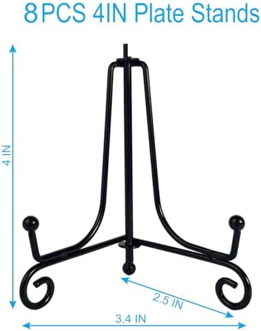 8PCS Premium Black Iron Plate Stands for Display 4 Inch