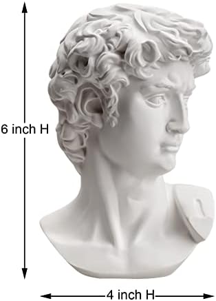 Michelangelos David Bust Statue 6 Inch White