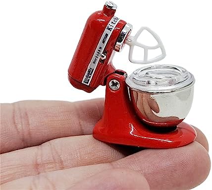 ChangThai Design Tiny 1 Inch High Red Bread Dough Mixer Figurine
