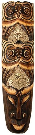 G6 Collection Hand Carved Wooden Tribal Owl Wall Sculpture