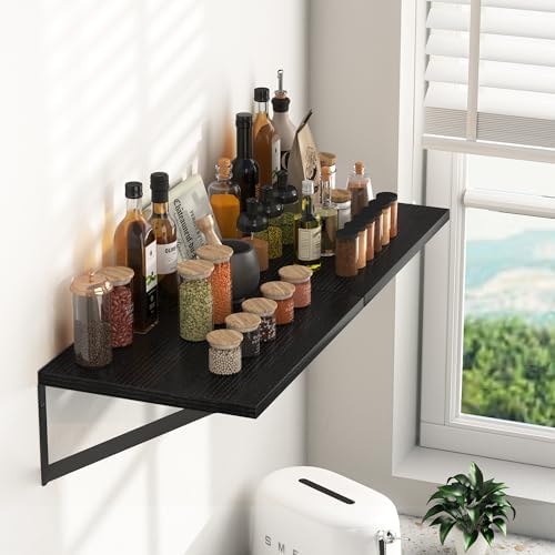 Black Floating Shelves Set of 2 for Wall 16W x 12D