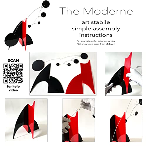 The Moderne Art Stabile in Clear Red 18x16 Tabletop Kinetic Mobile Sculpture