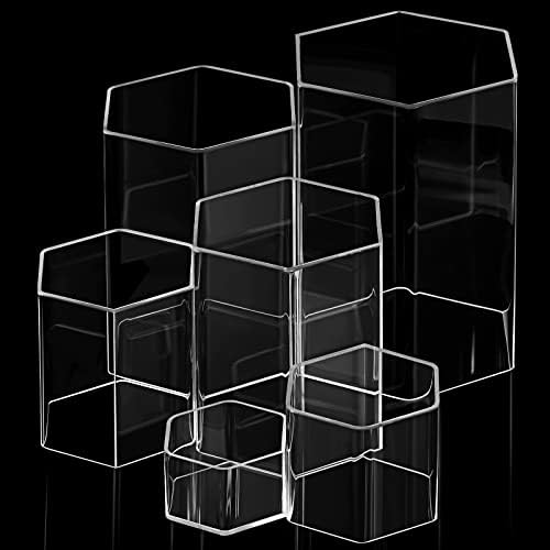 Jetec Hexagonal Jewelry Display Risers 6 Sizes Clear Acrylic