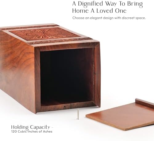 Handcrafted Wooden Urn with Clock Design 1125 Inch