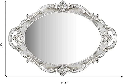 Oval Decorative Mirror Tray French Style Golden Silver