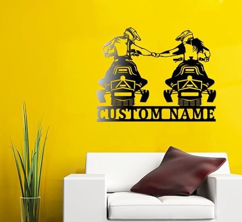 Custom Name Sign Dad and Mom Snowmobile Metal Wall Art With LED Lights
