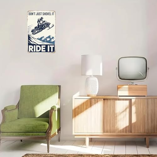 Snowmobile Ride Metal Tin Sign 8x12
