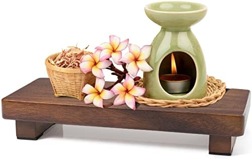 Walnut Wood Pedestal Stand for Farmhouse Decor