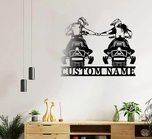 Custom Name Sign Dad and Mom Snowmobile Metal Wall Art With LED Lights
