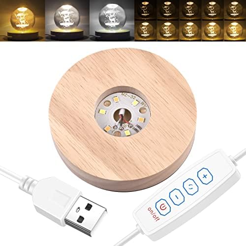 YAKAMOZ LED Display Base Wooden Stand for Laser Glass Art