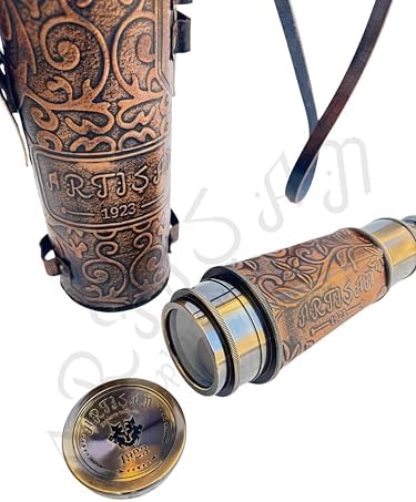 Antique Decor Spyglass with Leather Case