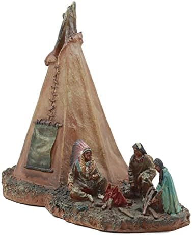 Ebros Gift Tribal Chief Fire Building LED Tipi Statue