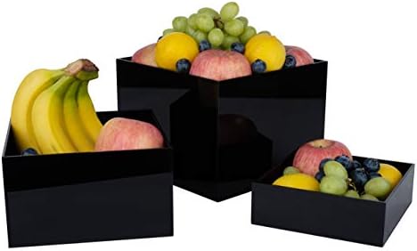 Red Co Set of 3 Glossy Black Acrylic Cube Display Risers