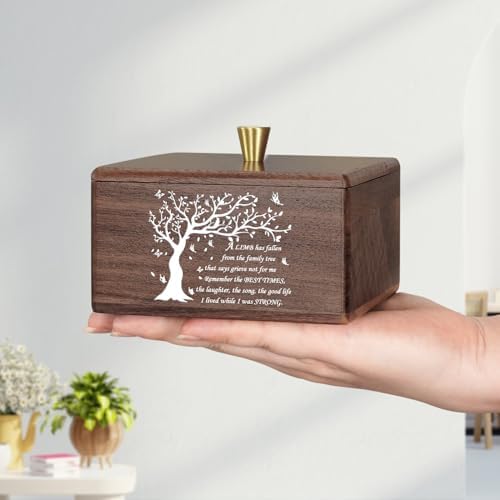 XIUDA Handmade Walnut Cremation Urns for Human Ashes Tree of Life