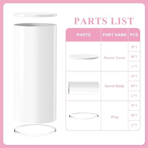 3Pcs White Cylinder Pedestal Stands for Party Decor