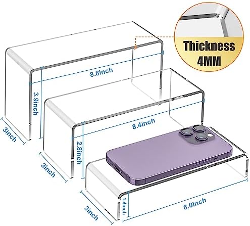 Ouskr 6 Pcs Clear Acrylic Display Risers for Shelf