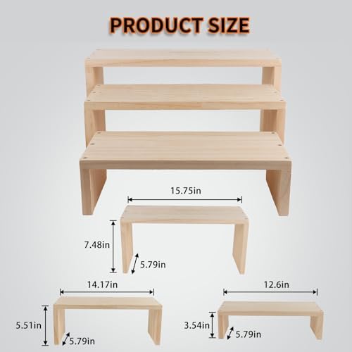 3-Tier Wooden Display Stands for Cupcakes Jewelry and Collectibles