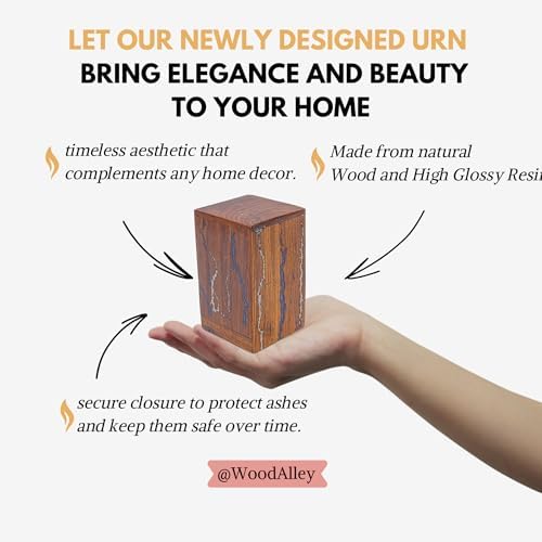 WoodAlley Rosewood Cremation Urn - Decorative Urn for Human Ashes
